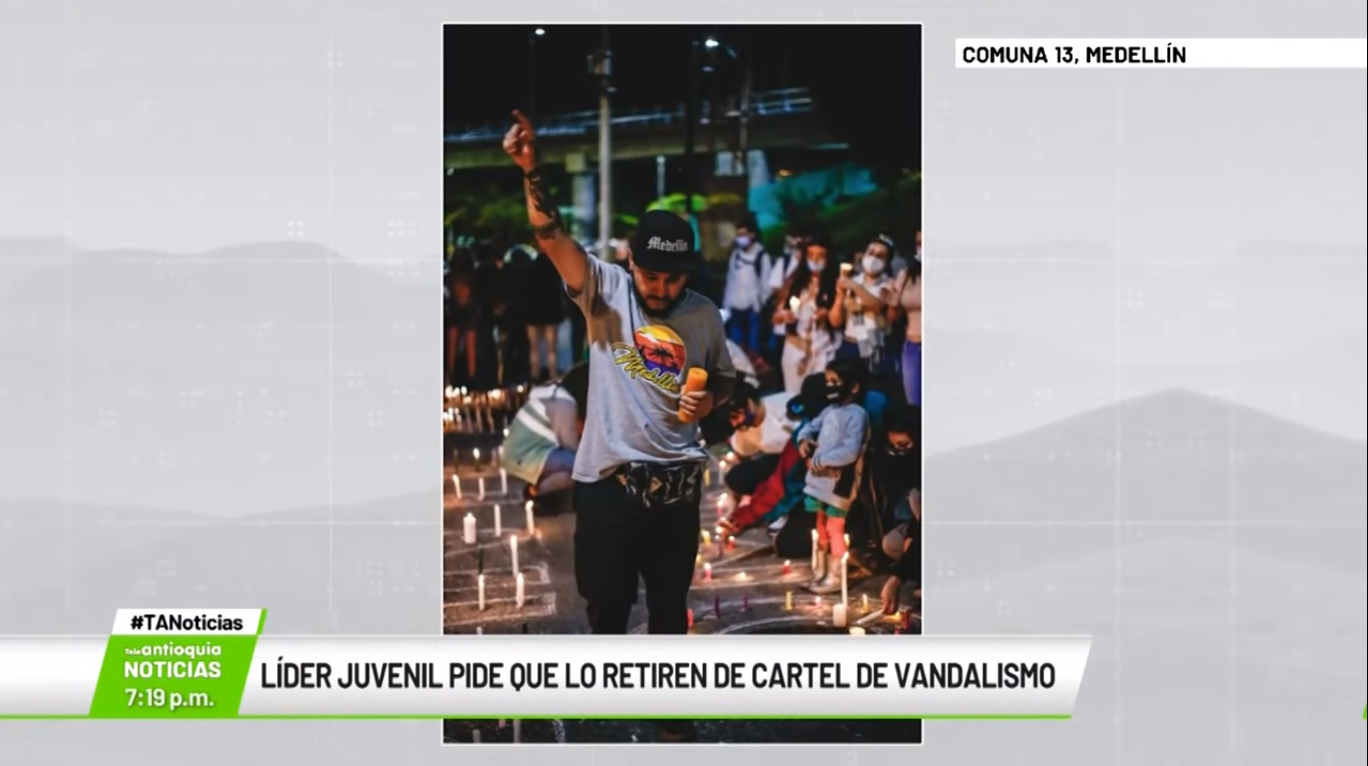 Líder juvenil pide que lo retiren de cartel de vandalismo