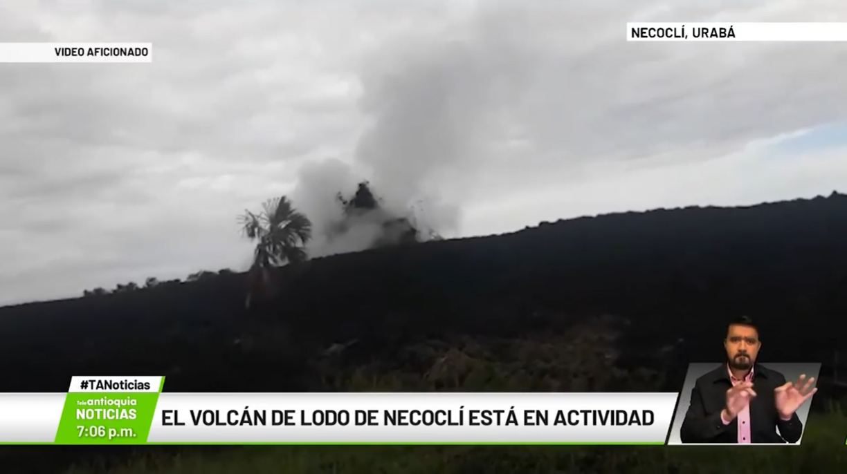 El volcán de lodo de Necoclí está en actividad