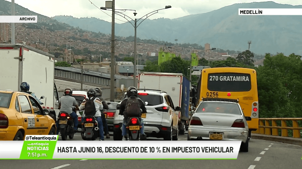 Hasta junio 16, descuento de 10 % en impuesto vehicular