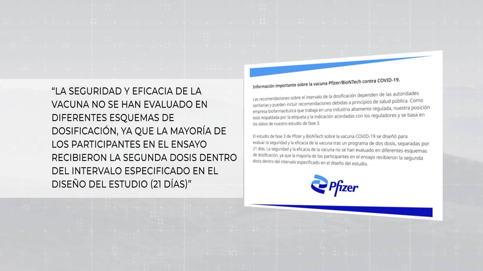 La segunda dosis debe ser a los 21 días, dice Pfizer