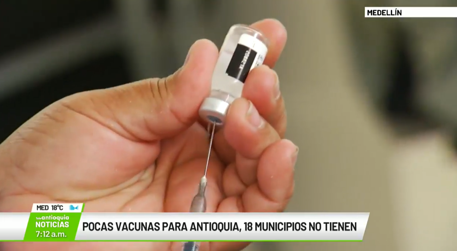 Pocas vacunas para Antioquia. 18 municipios no tienen