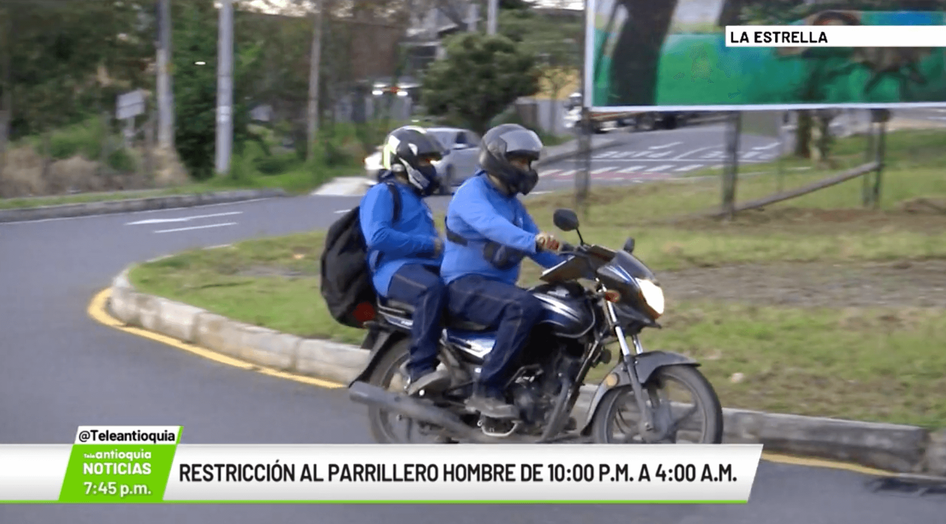 Restricción para el parrillero hombre de 10:00 p.m. a 4:00 a.m.