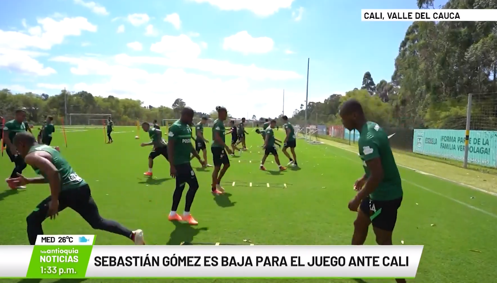 Sebastián Gómez es baja para el juego ante Cali