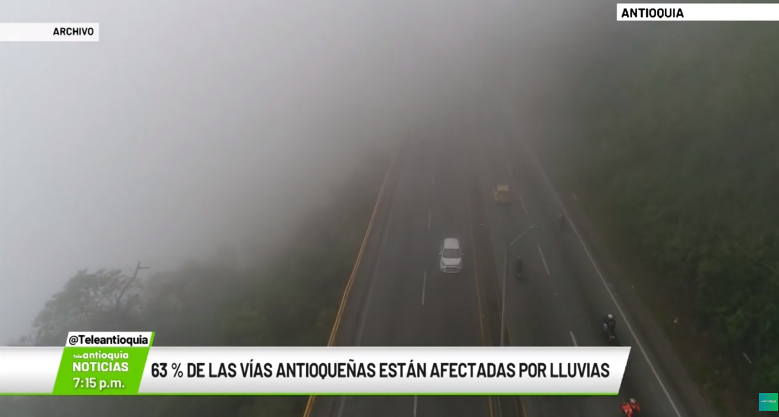 63 % de las vías antioqueñas están afectadas por lluvias