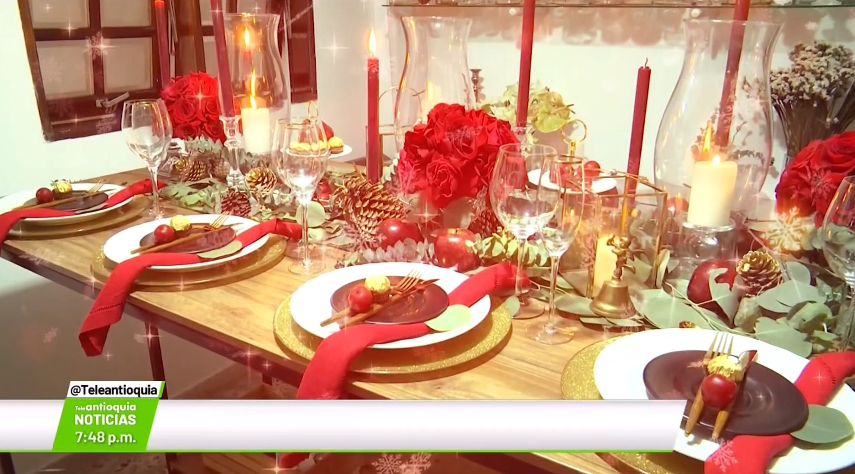 Decoración para la mesa en la cena de fin de año