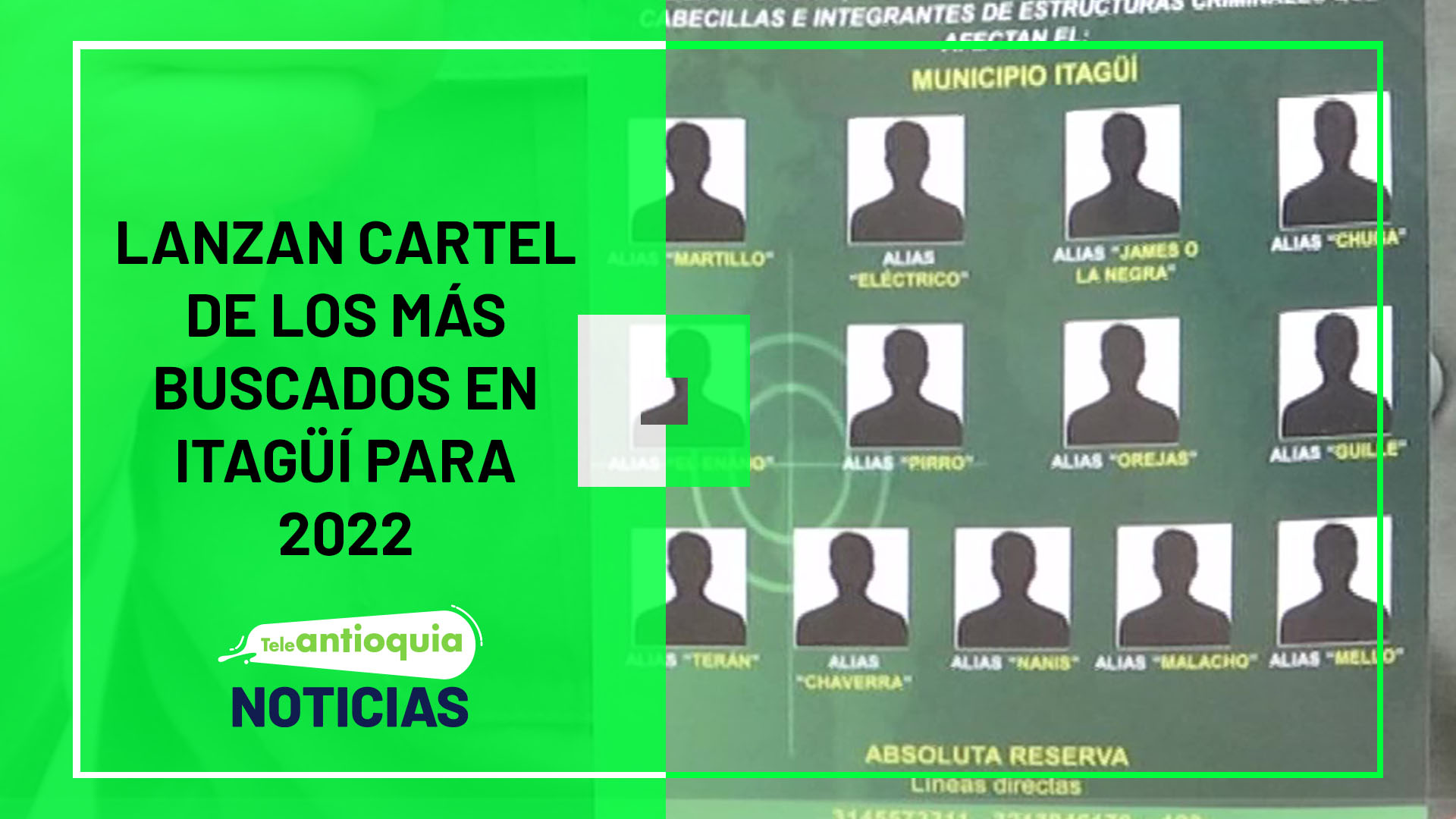 Lanzan cartel de los más buscados en Itagüí para 2022