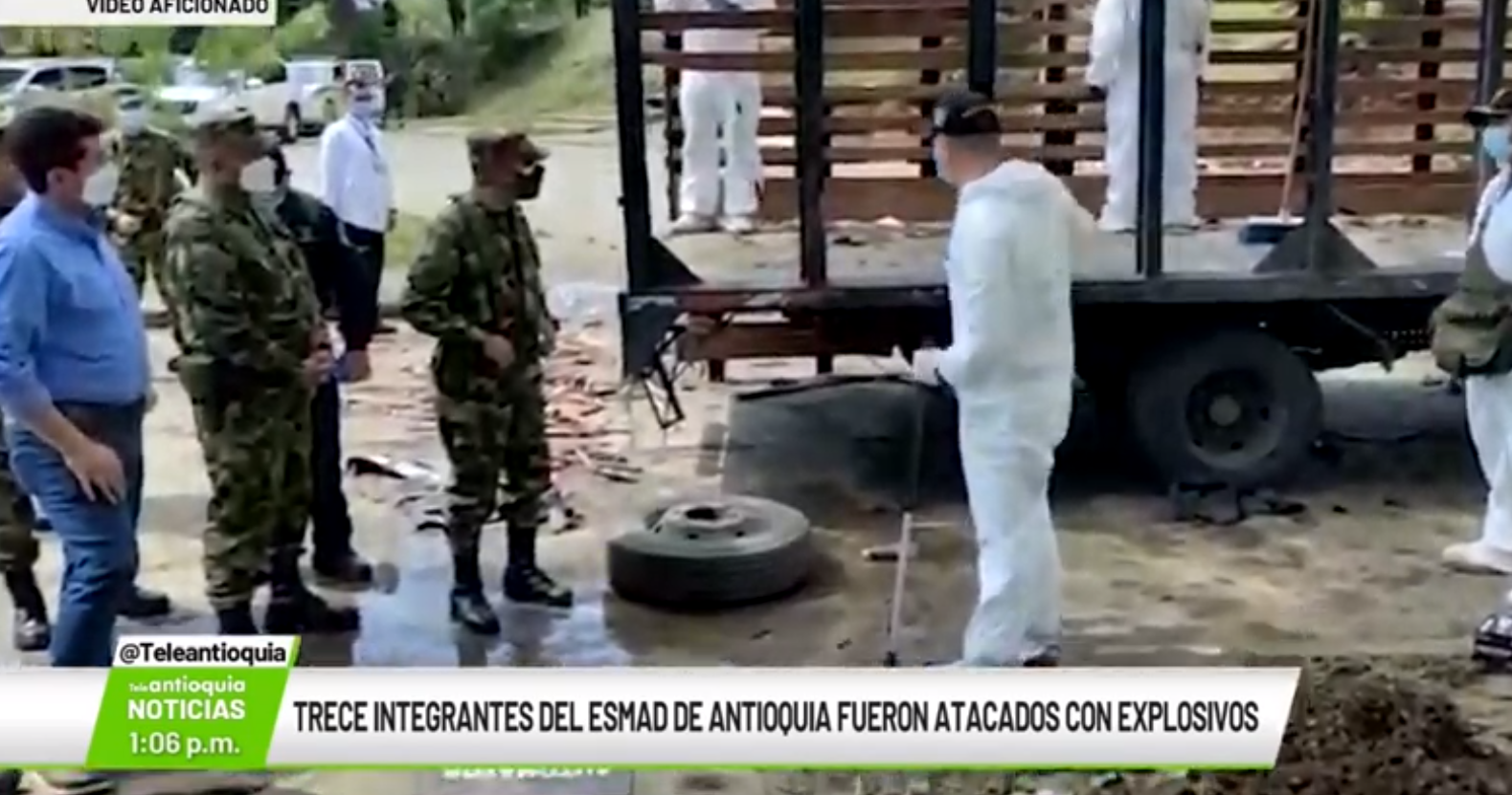 Trece integrantes del Esmad en Antioquia fueron atacados con explosivos