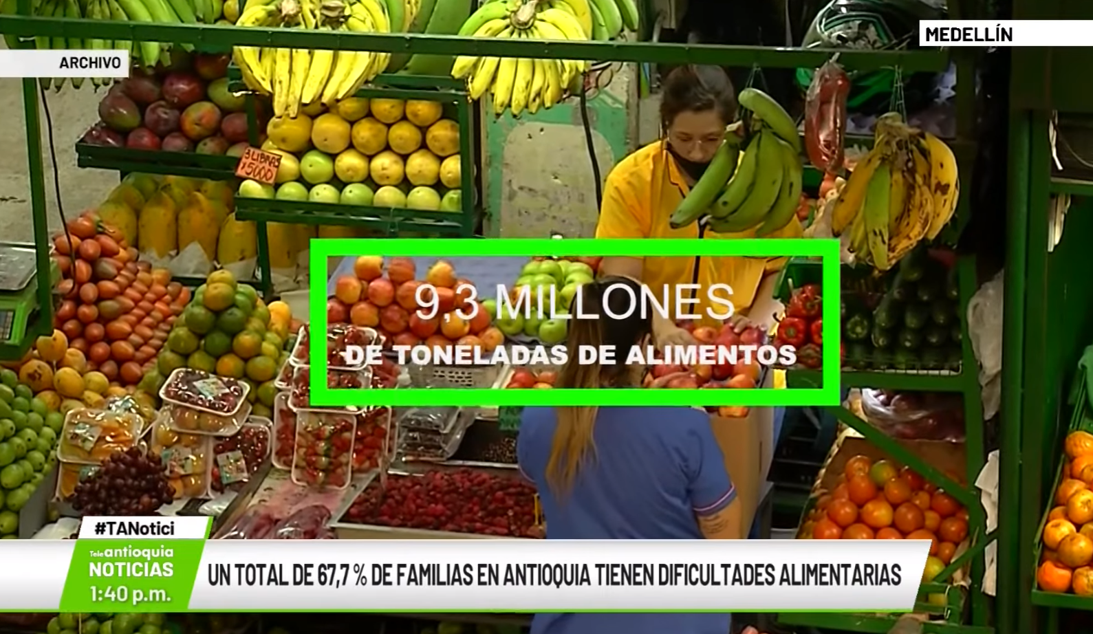 67,7 % de familias en Antioquia tienen dificultades alimentarias