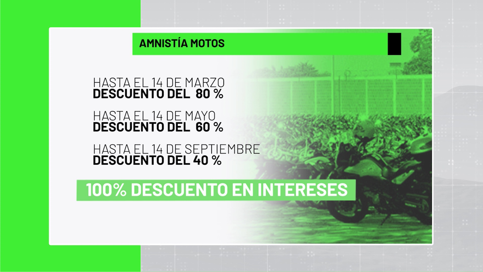 Hasta marzo 14, amnistía para motociclistas morosos