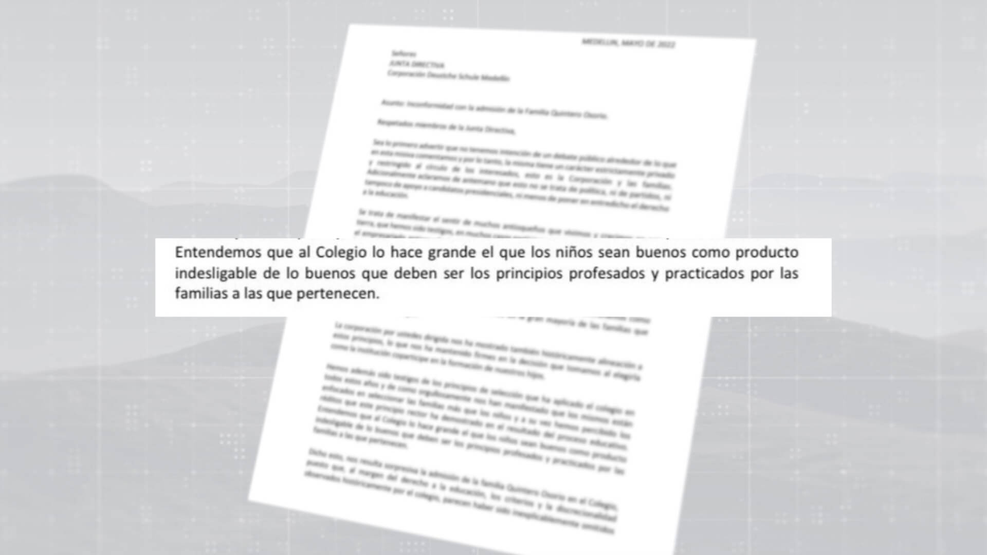 Polémica por carta de rechazo a hija de Daniel Quintero