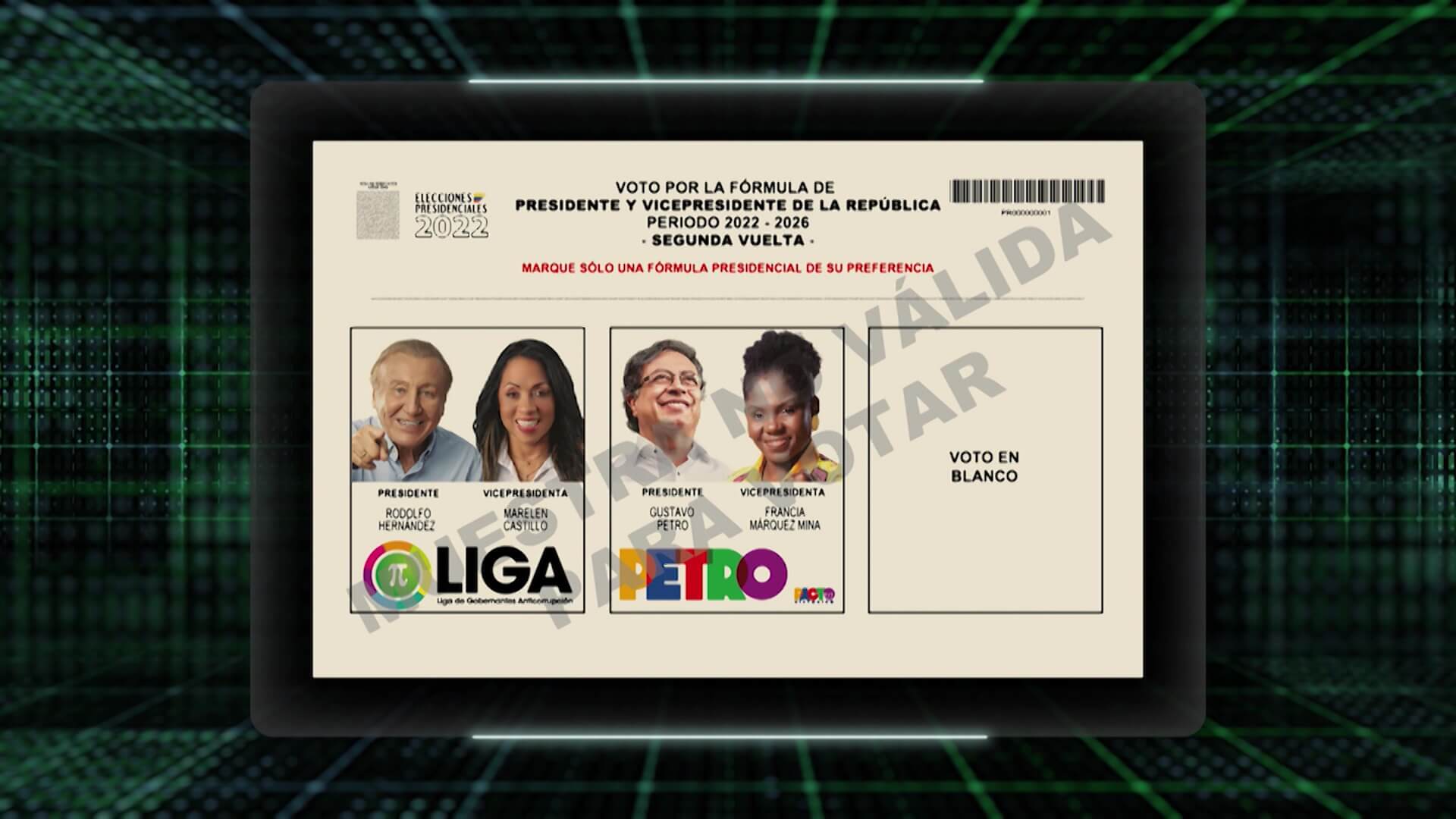Registraduría presentó tarjetón electoral para segunda vuelta