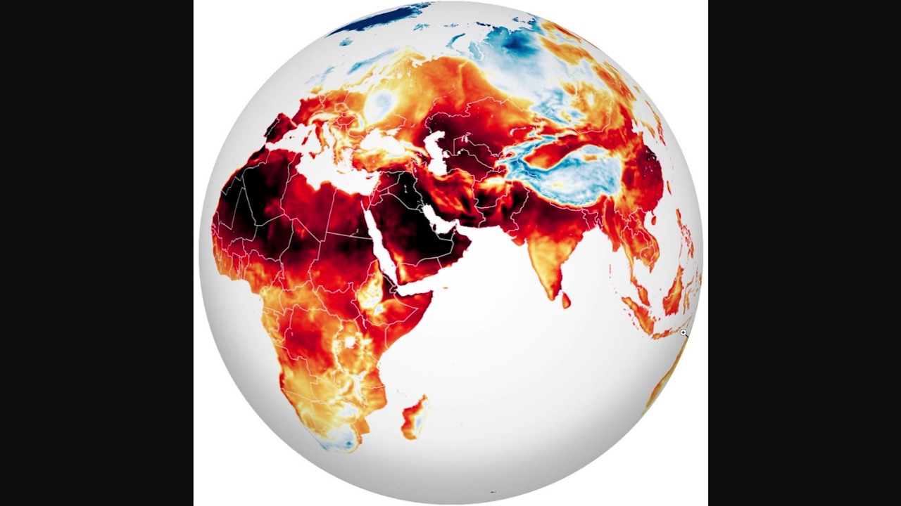 Mapa de calor en el hemisferio oriental