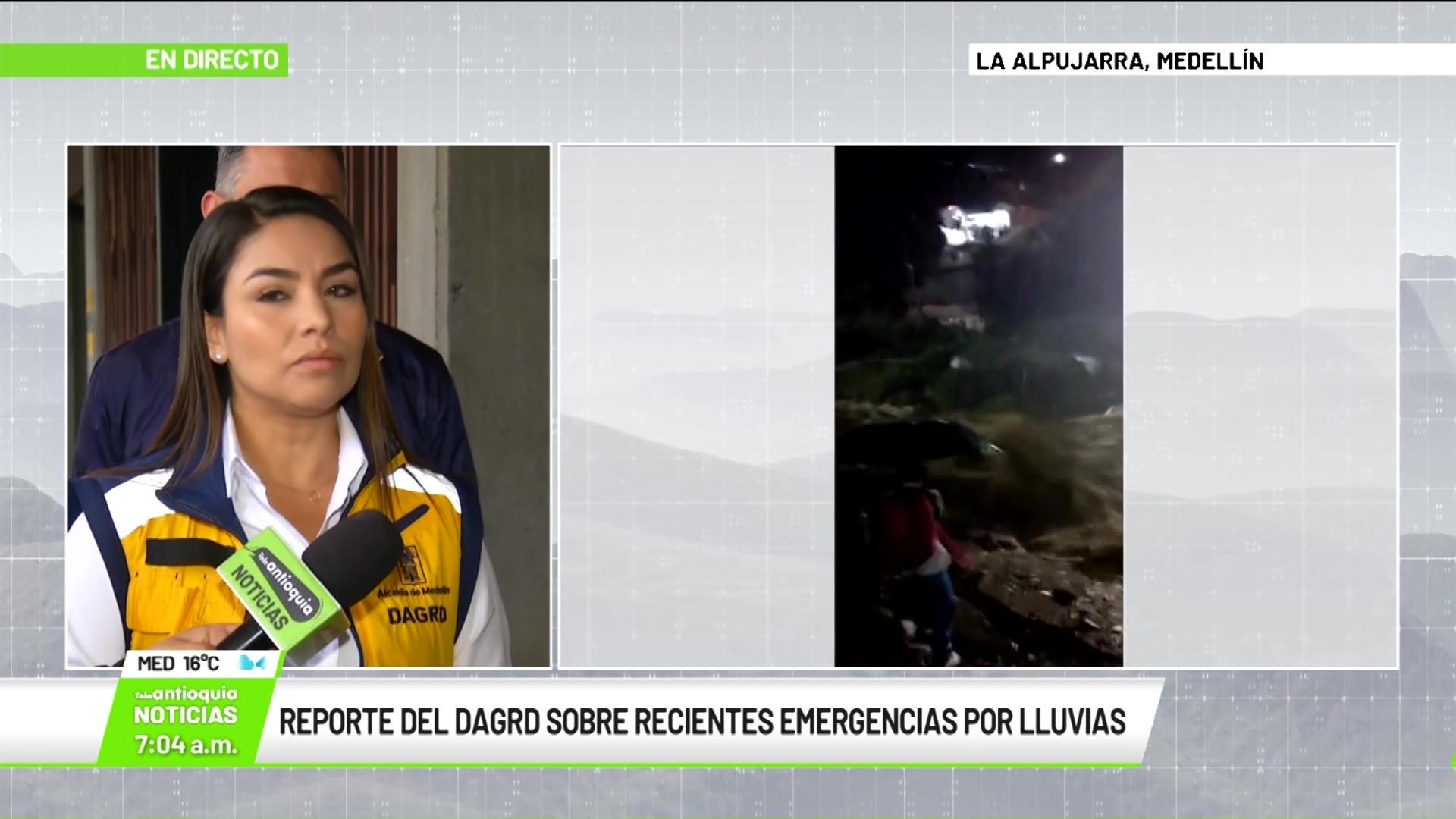 Reporte de DAGRD sobre las recientes emergencias por lluvias