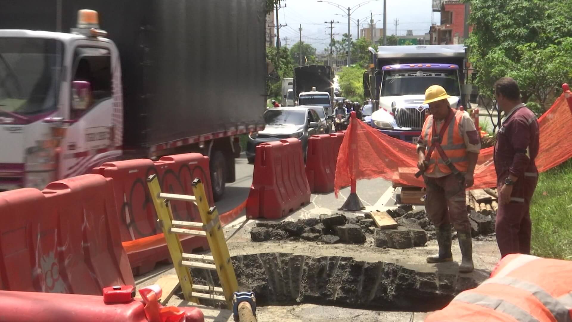 Sector afectado por daño en acueducto de Itagüí