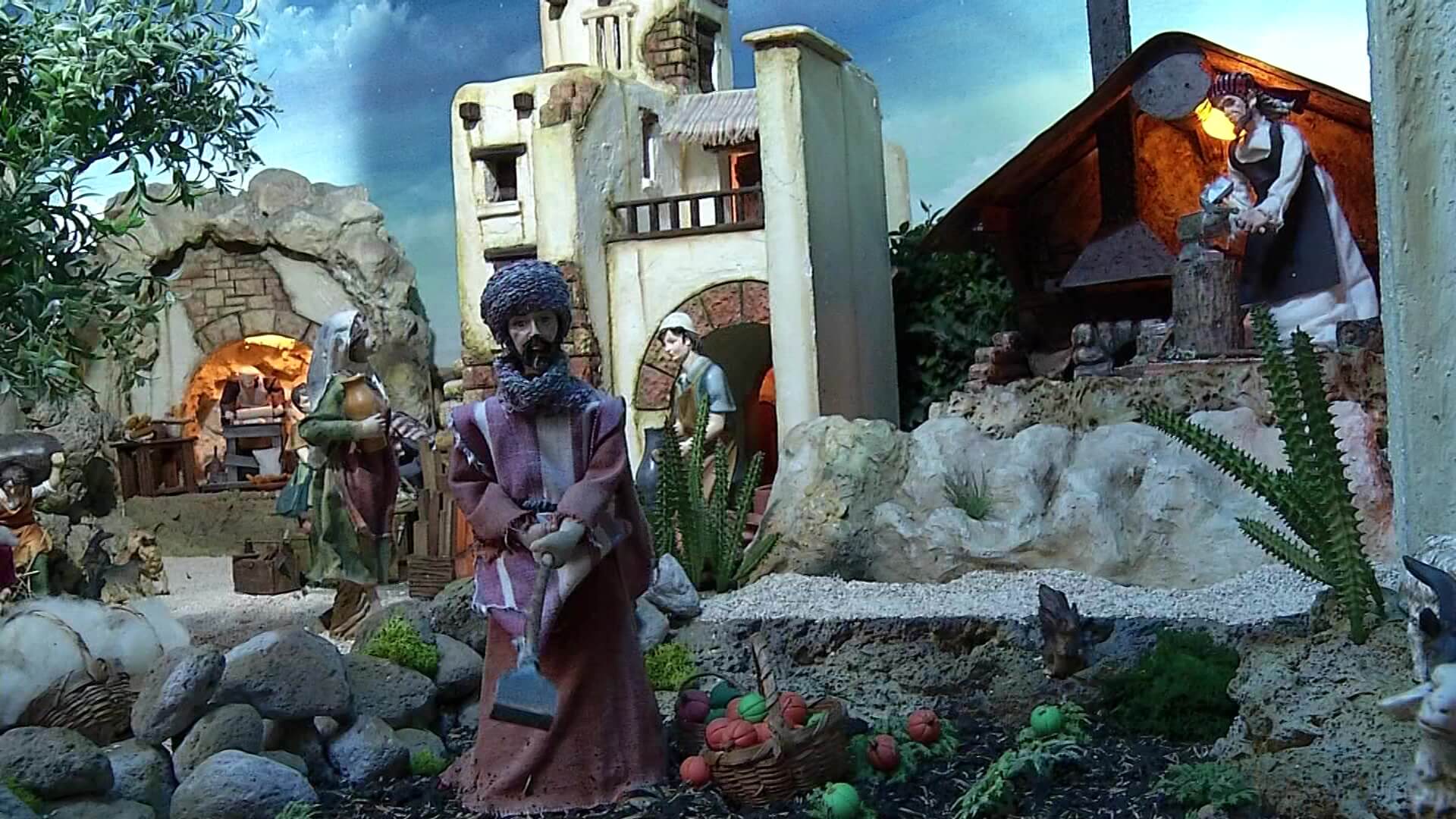 Pesebre con figuras animadas