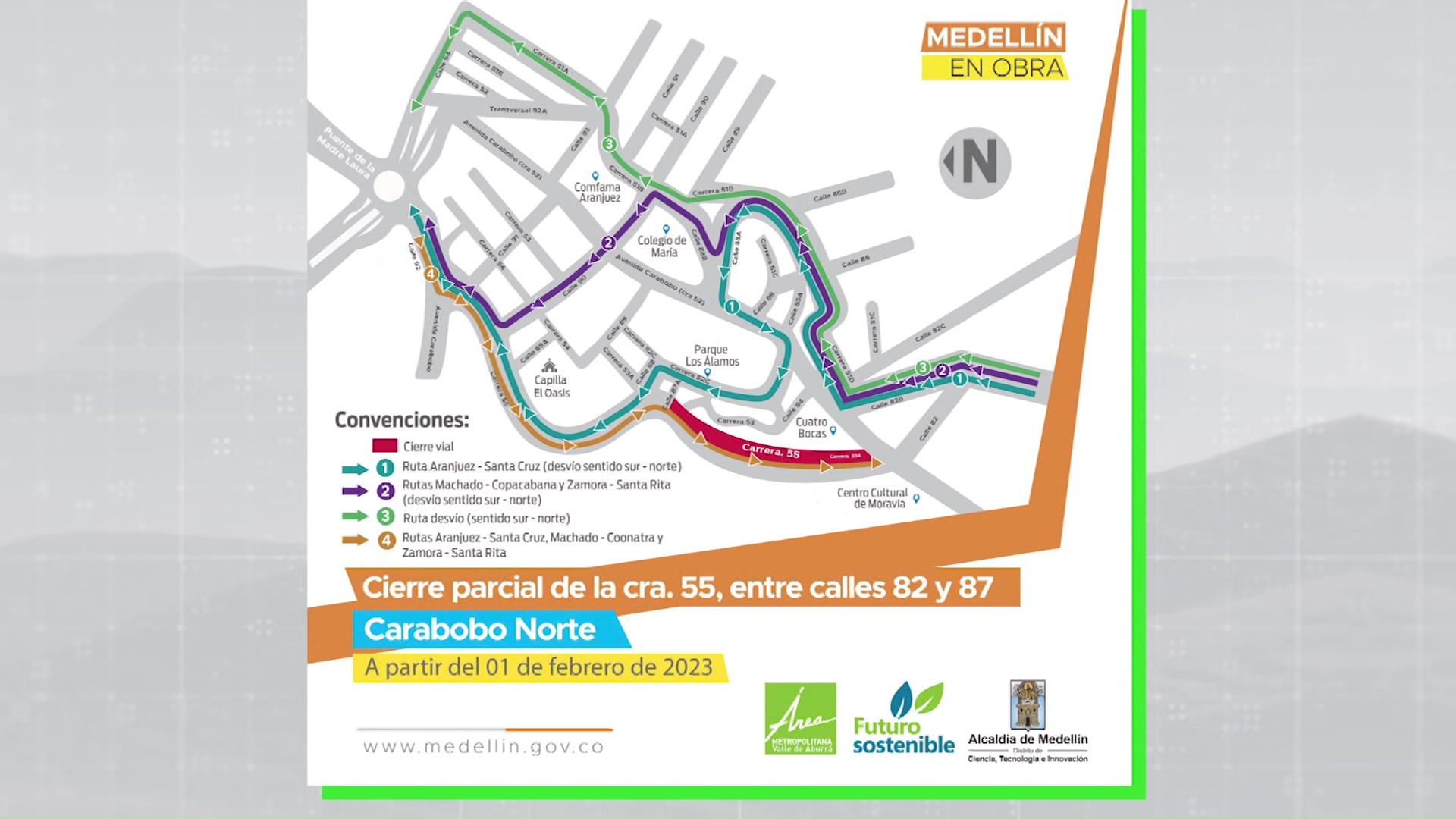 Cierres viales por obras de Carabobo norte