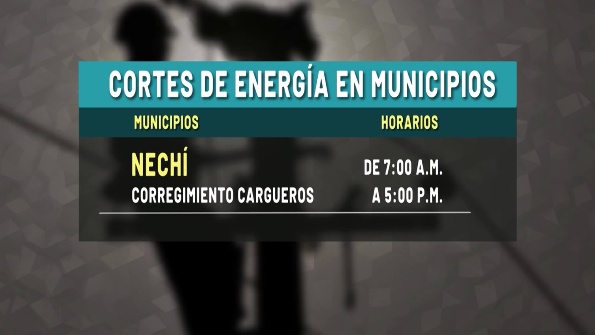 Tres municipios tendrán cortes de energía