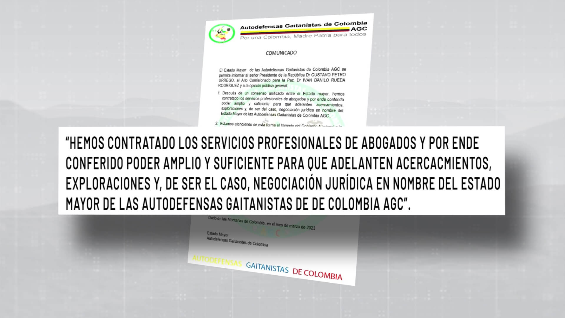 Abogado del ‘Clan del Golfo’ habla sobre ‘paz total’