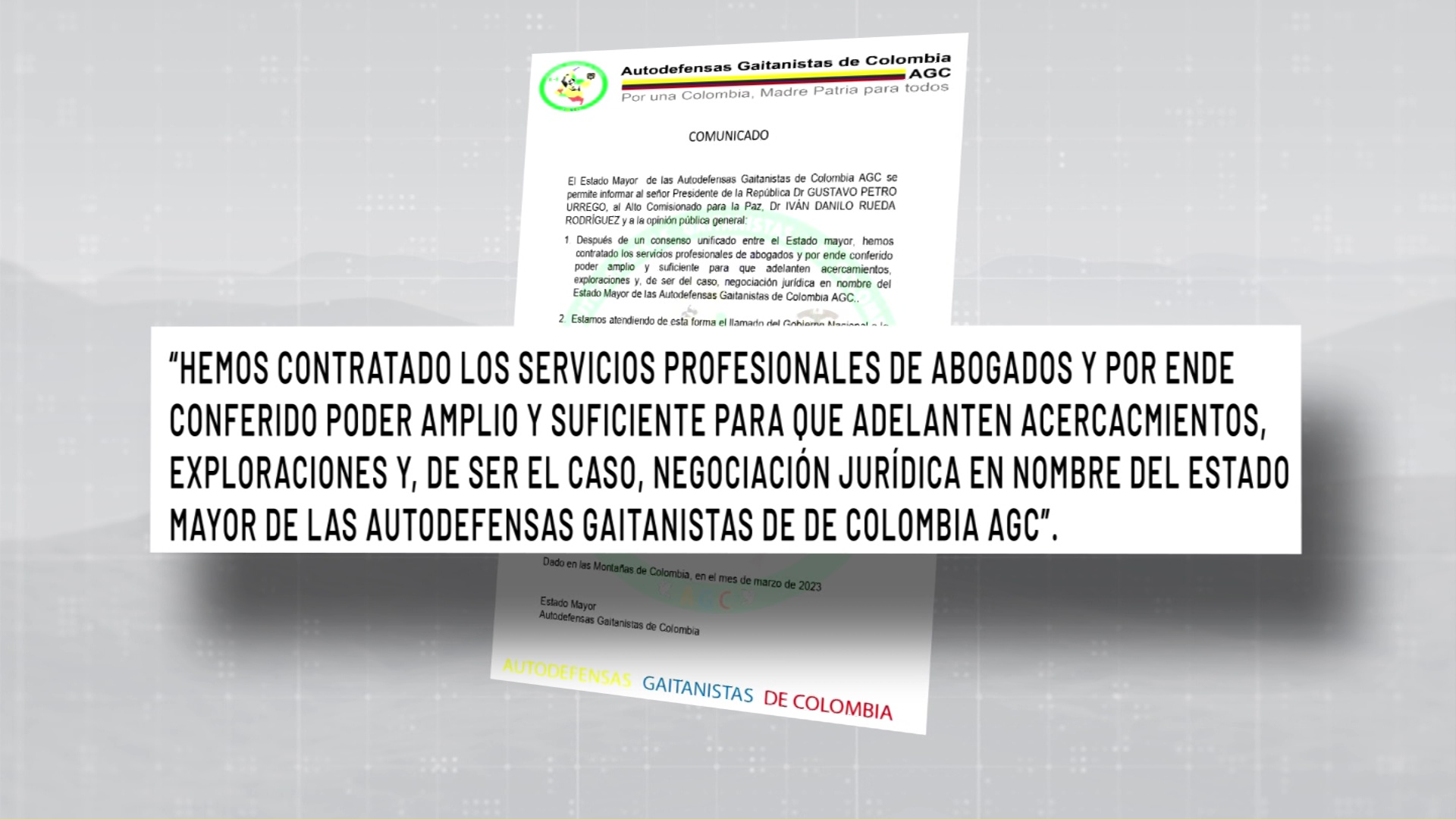 ‘Clan del Golfo’ solicita espacio en ‘paz total’