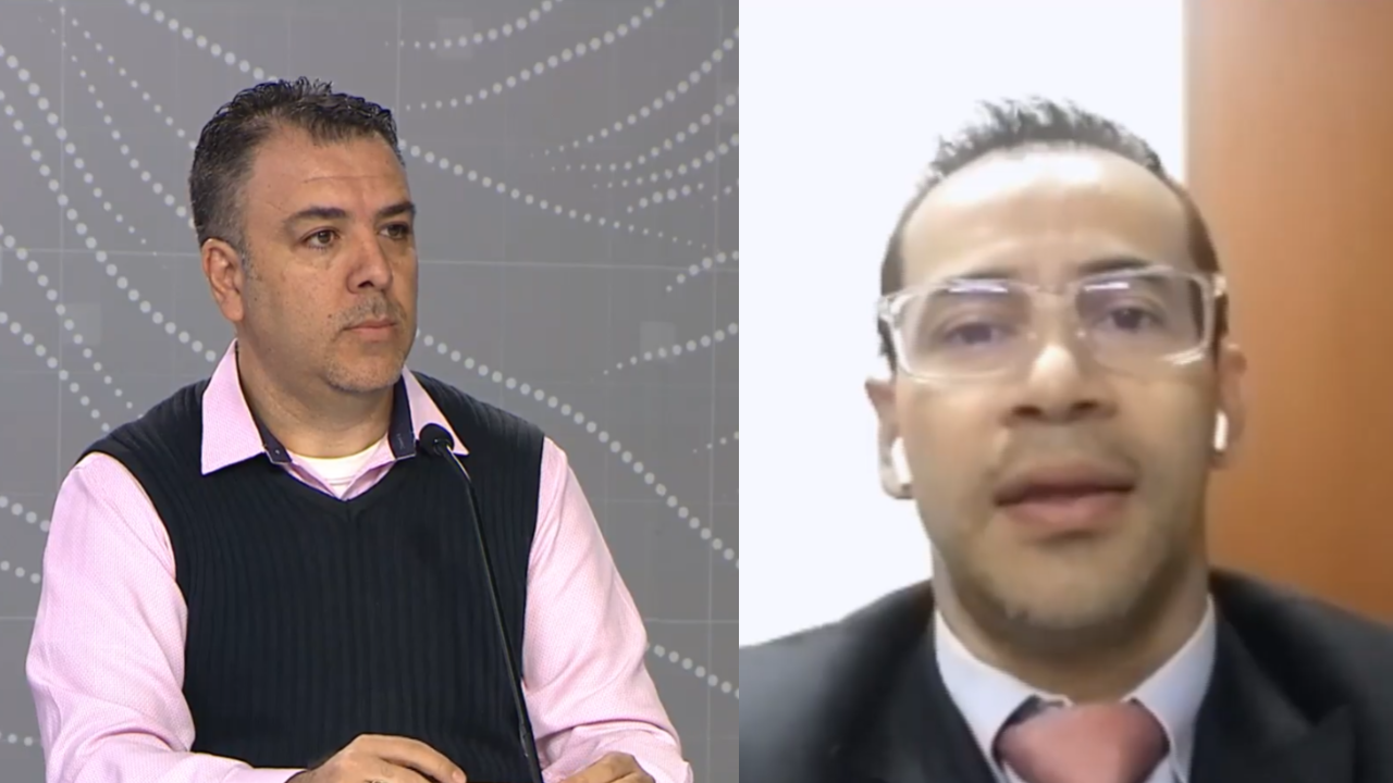 Jorge Coronel, economista, y docente y Andrés Úsuga, decano facultad de derecho U. Santo Tomás