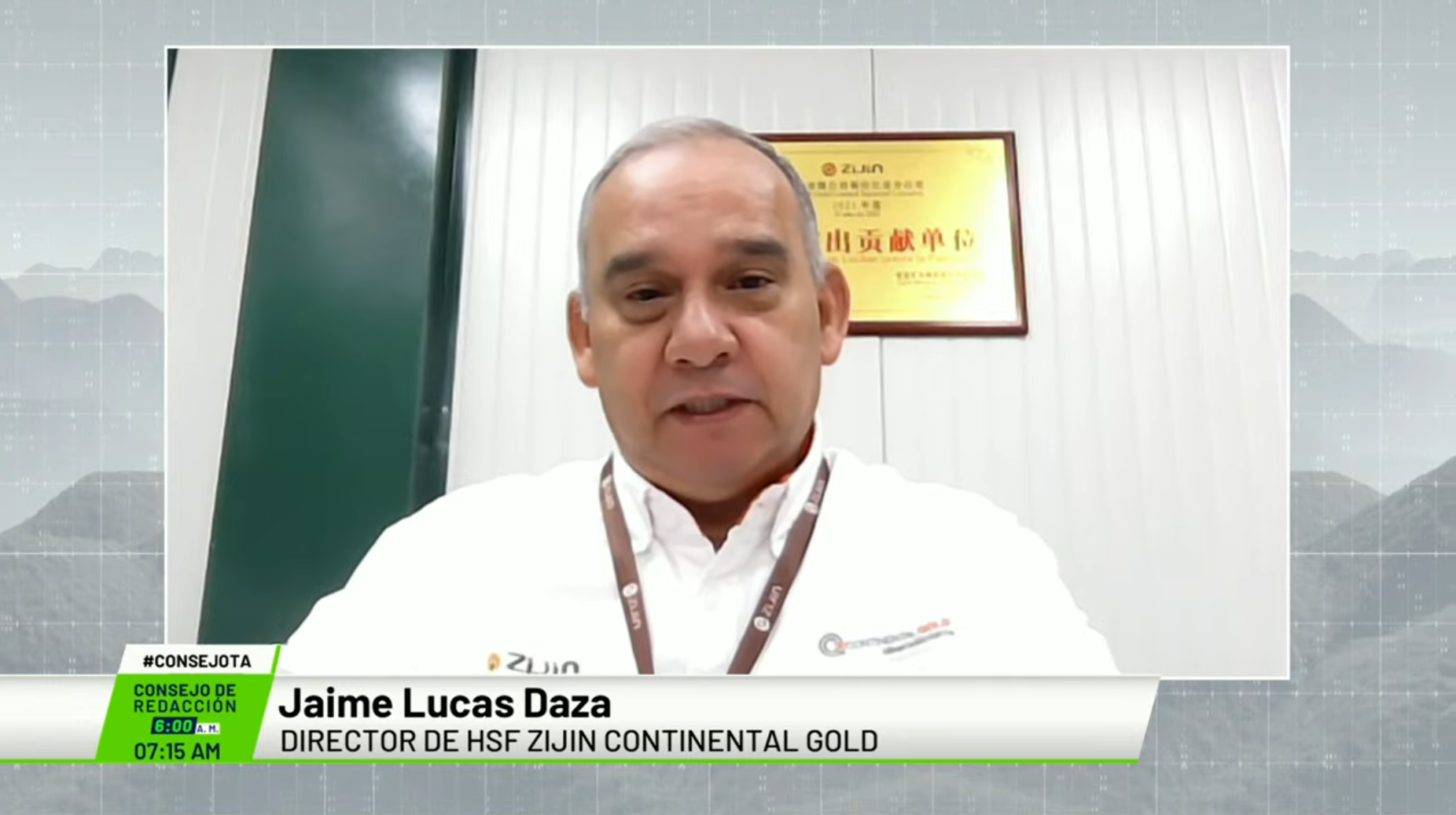 Entrevista a Jaime Lucas Daza, director de salud y seguridad en el trabajo Zijin Continental Gold