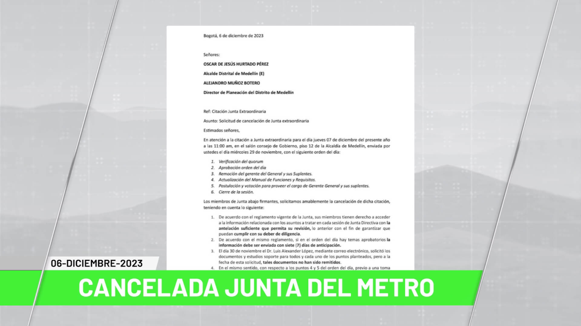 Titulares de Teleantioquia Noticias – miércoles 06 de diciembre de 2023