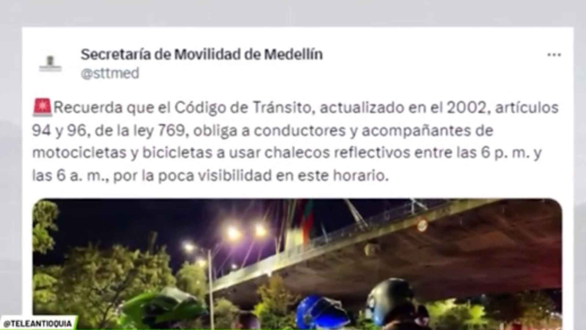 Uso de chaleco reflectivo se mantiene: Movilidad