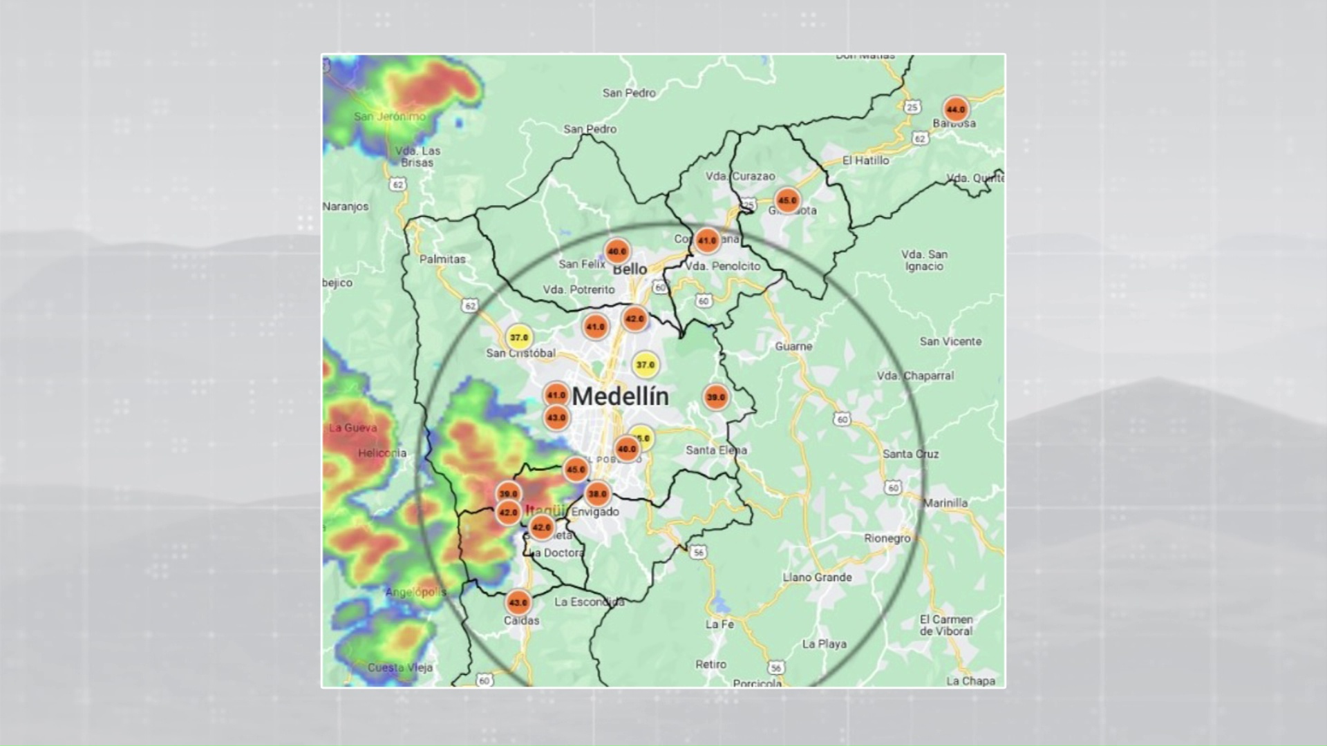 Hay 17 de 19 estaciones en alerta naranja