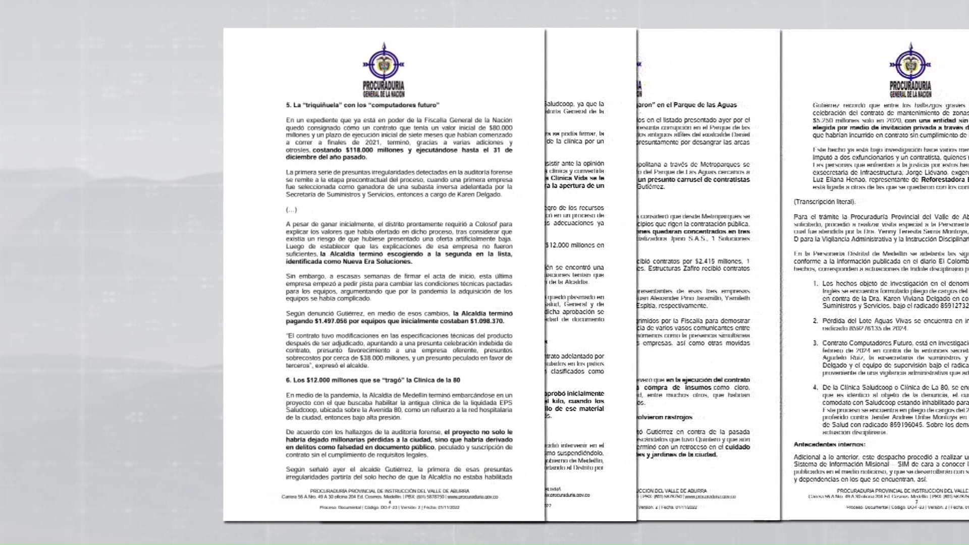 La Procuraduría investigará los 501 hallazgos