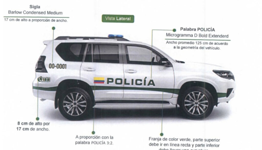Especificaciones del nuevo diseño. Imagen de la resolución Policía Nacional
