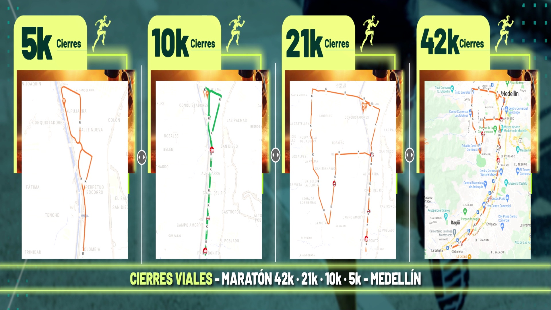 Conoce los cierres viales de este fin de semana en Medellín por la maratón