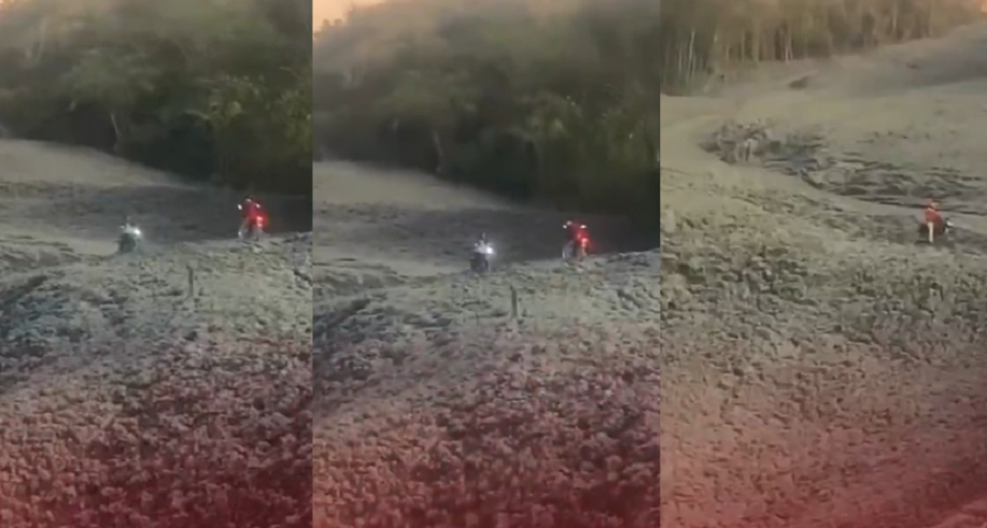 Video: Motociclistas retan zona afectada por erupción de volcán de lodo en Urabá; ¿entretenimiento o necesidad?