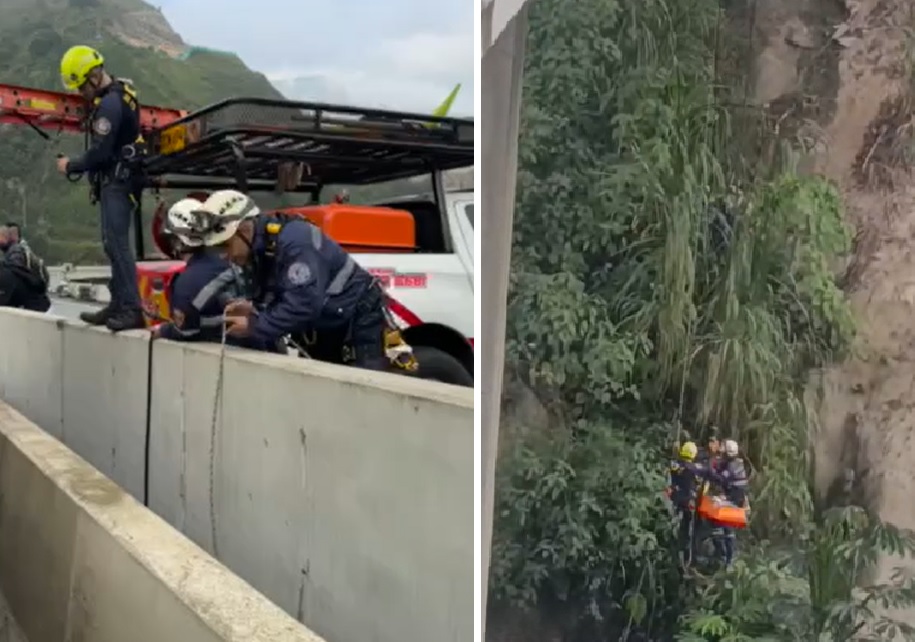 En video: motociclista chocó y cayó desde un puente en accidente de tránsito en Caldas