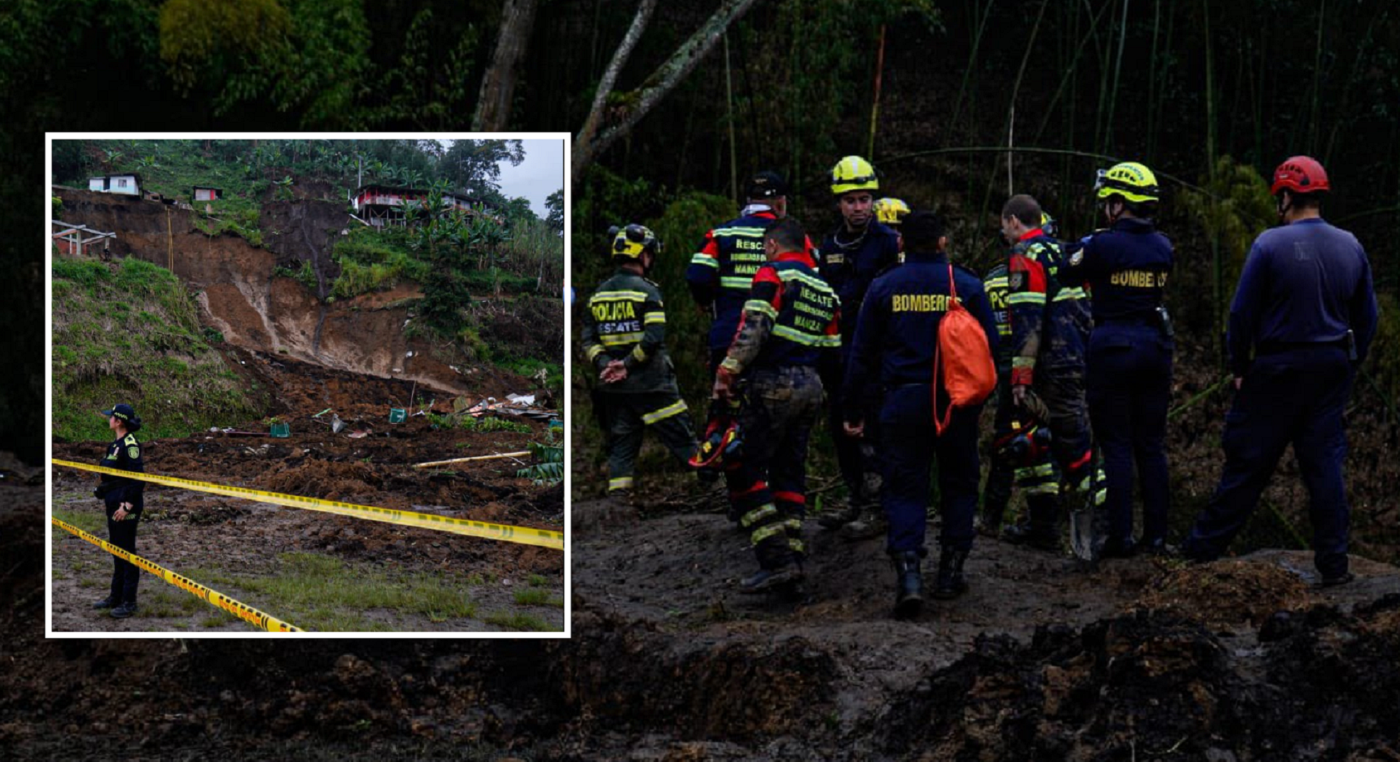Abrazados, así encontraron a abuela y nieto atrapados por derrumbe en Villamaría (Caldas); van tres muertos