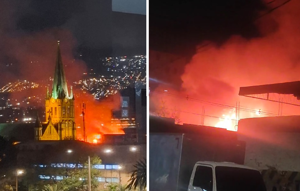 Incendio en el centro de Medellín.