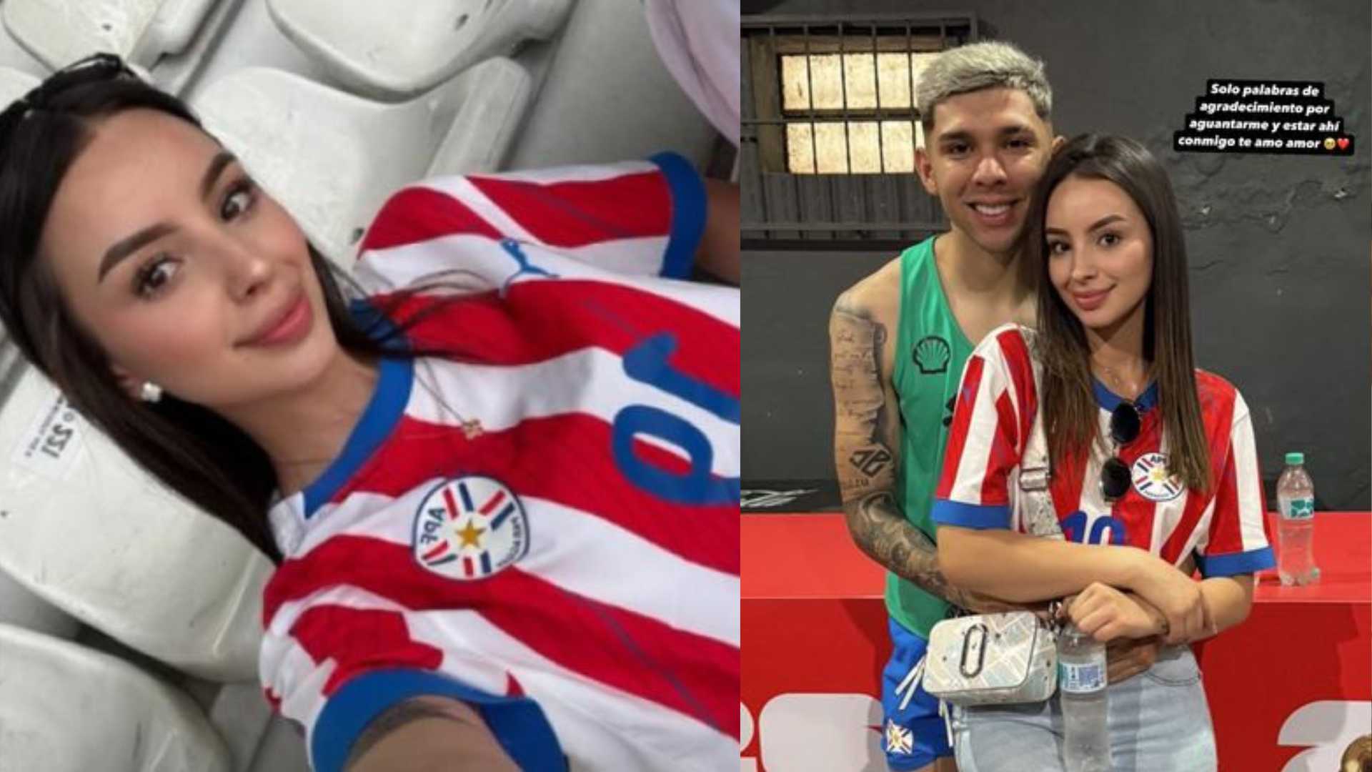¡Prefirió ponerse la camiseta de Paraguay! La joven antioqueña es la novia del delantero Julio Enciso, paraguayo que firmó el empate ante Colombia en Barranquilla