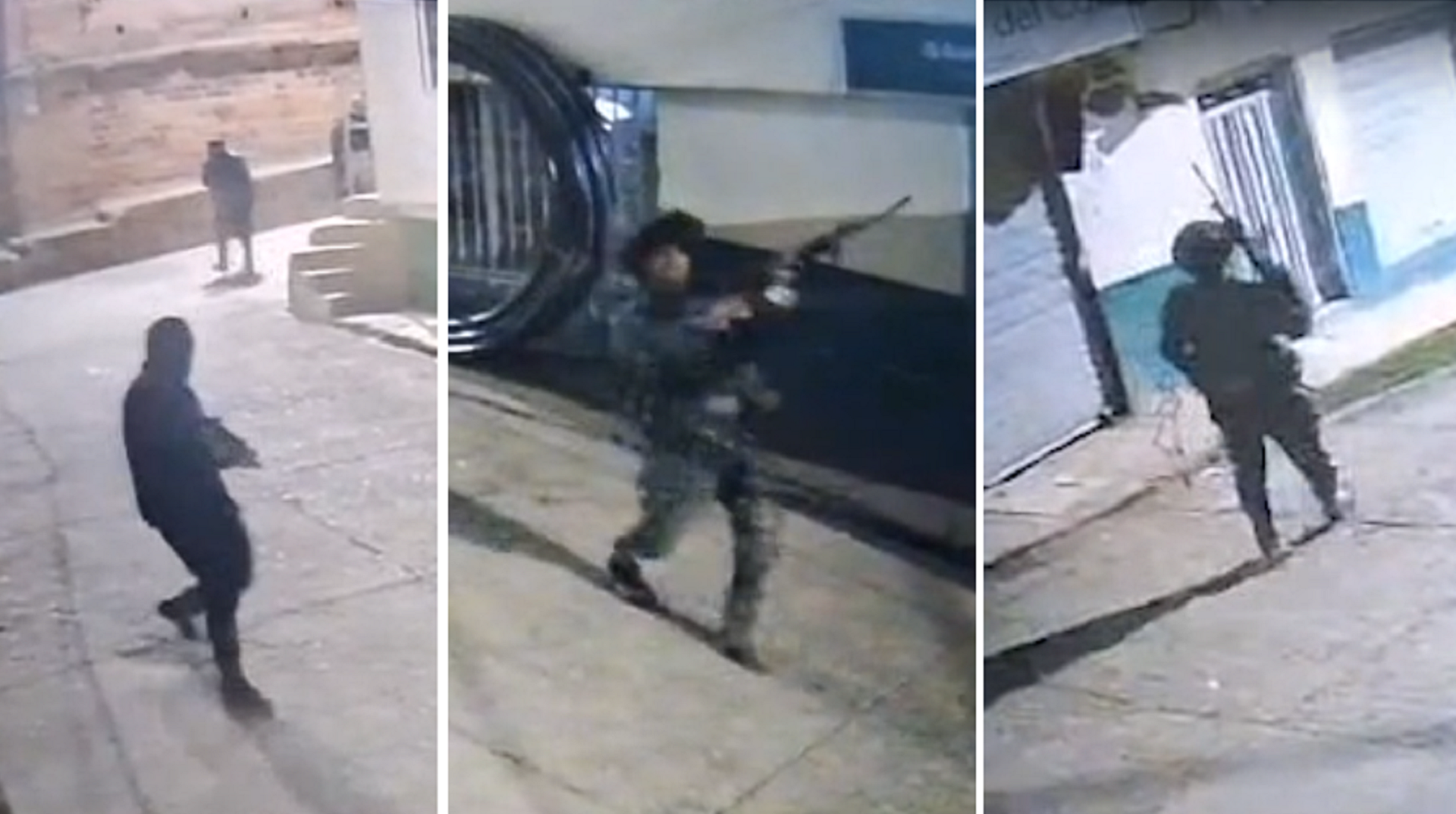Hombres armados patrullan a una cuadra de la estación de Policía de corregimiento de Betulia