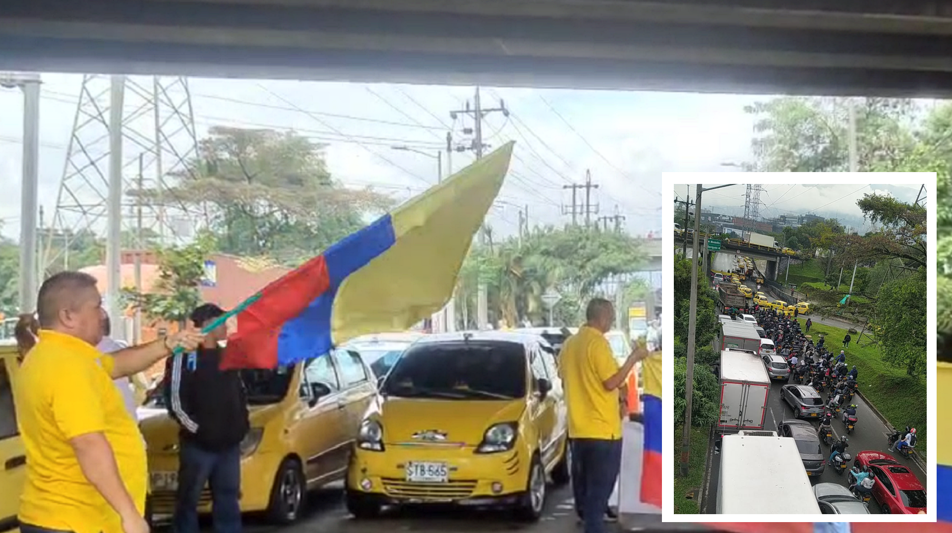 Protestas de taxistas colapsan movilidad del sur del Valle de Aburrá y el ingreso a Medellín