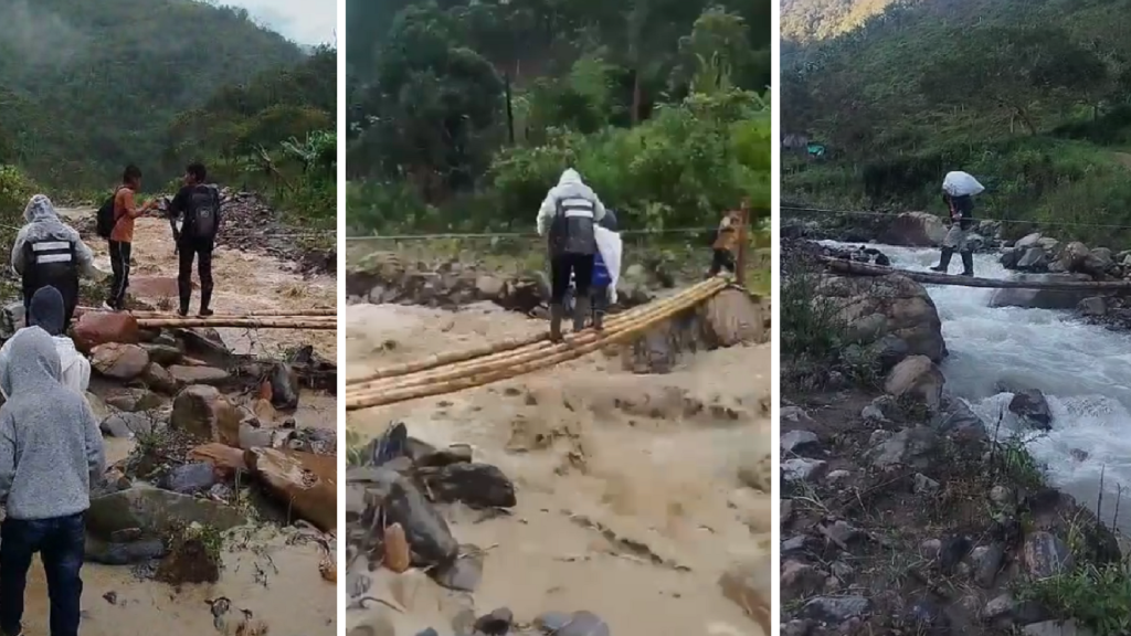 Un puente de guadua es el único paso que tienen los niños para ir a estudiar en vereda de Andes