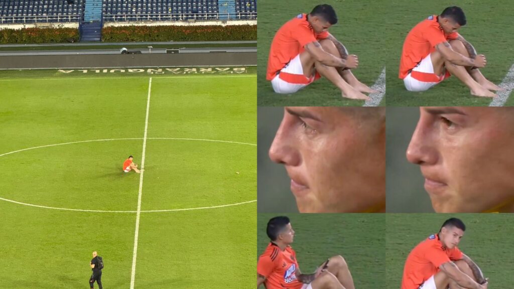 James Rodríguez permaneció una hora sentado en el gramado del Metropolitano.