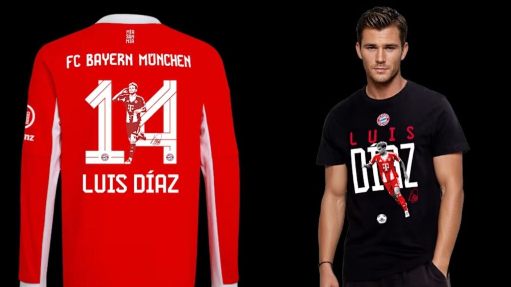 Uniforme y camiseta de presentación de Luis Díaz.