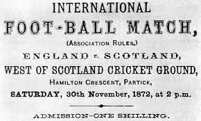 Representación de la entrada para Escocia vs Inglaterra en 1872. Tomado de redes sociales. Esocia nunca superó la fase de grupos del Mundial.