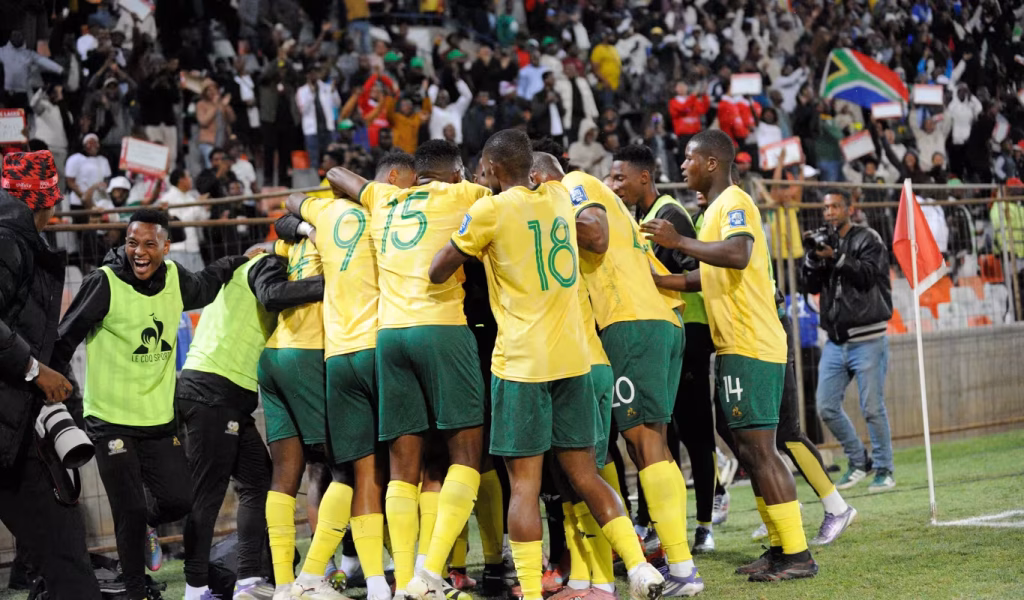 Los jugadores sudafricanos celebrando el pasaje a la Copa del Mundo 2026. Tomado de FIFA. Sudáfrica - Mundial.