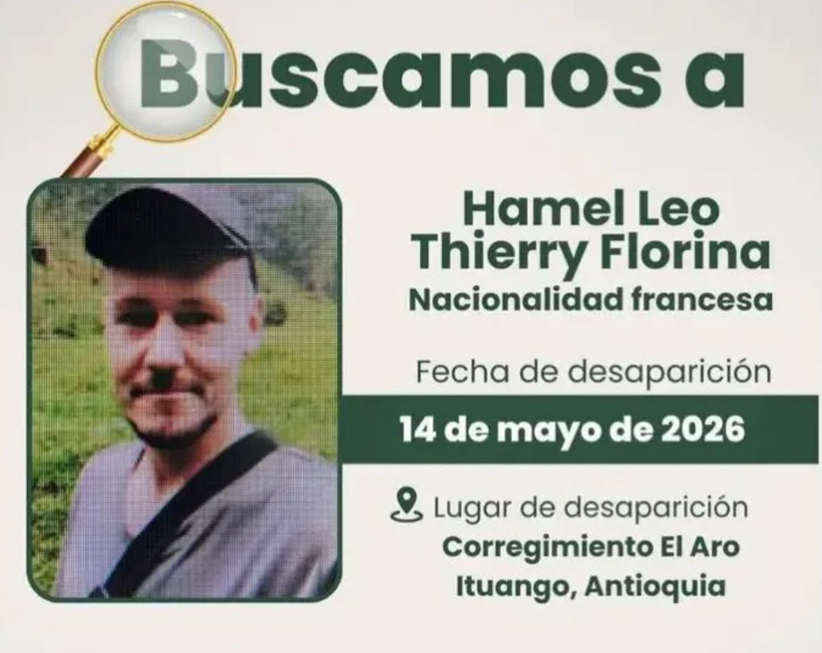 ¿Qué pasó con el francés desaparecido en Ituango? Familia lleva un mes sin saber de él 1 Con esos datos, la Fiscalía y las autoridades locales tratan de dar con el paradero del francés quien, según el registro migratorio ingresó al país en marzo del 2025. Asimismo, habilitaron el correo electrónico