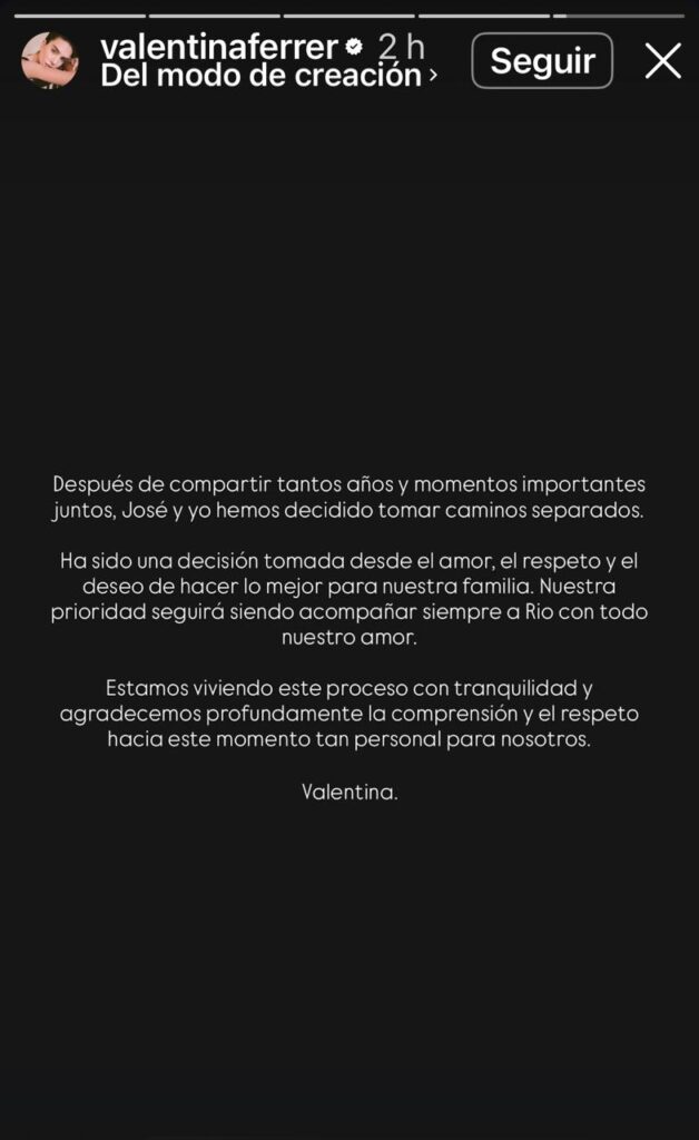 Valentina Ferrer anunció su separación de J Balvin tras ocho años de relación