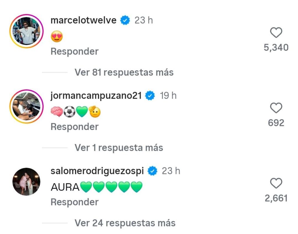 Comentario de Marcelo en la cuenta de Instagram de James Rodríguez.