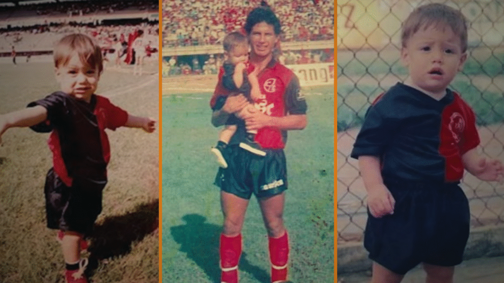 James Rodríguez junto a su padre, Wilson James, vistiendo el uniforme del Cúcuta Deportivo. Tomado de redes sociales.