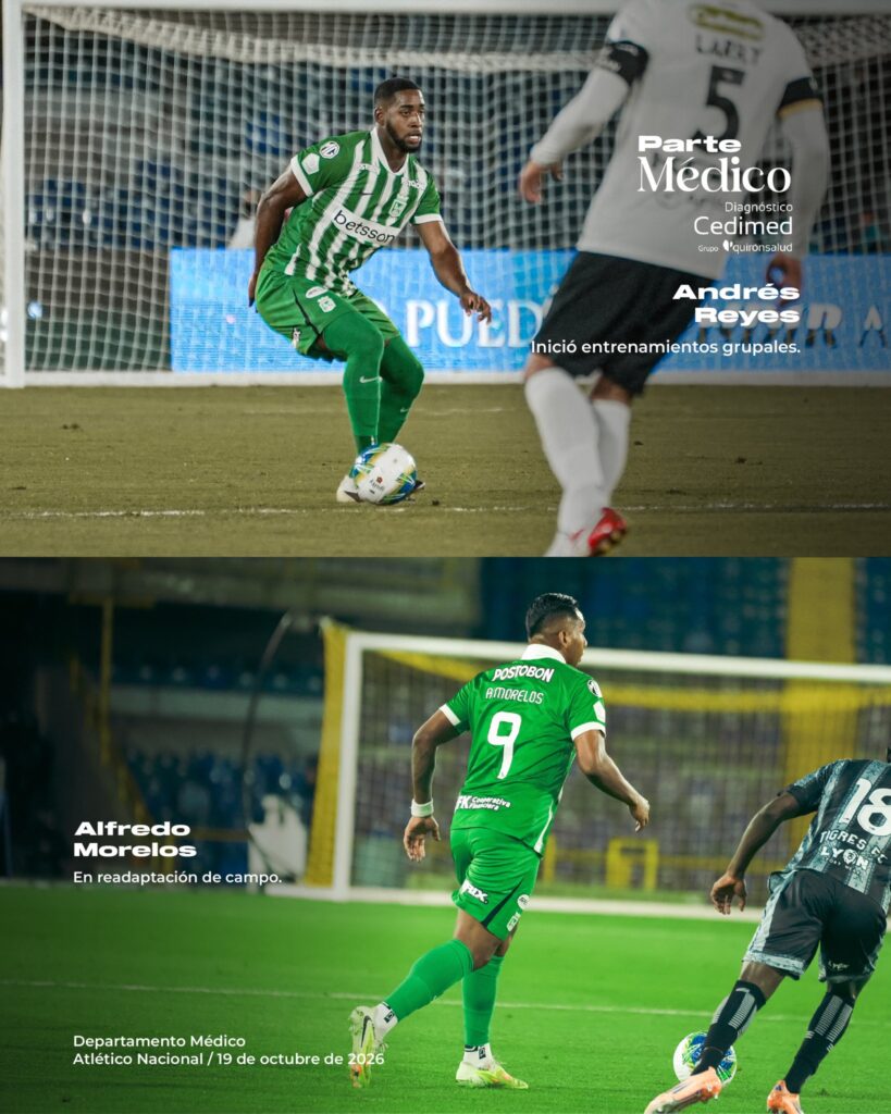 Parte médico de Atlético Nacional con fecha del 19 de octubre. Tomado de @nacionaloficial.
