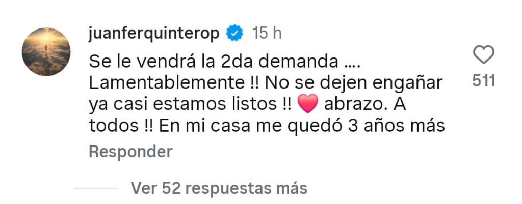 Comentario de Juan Fernando Quintero ante las declaraciones sobre su lesión. Screenshot.